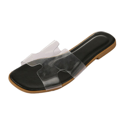 Transparent rubber flat slippers