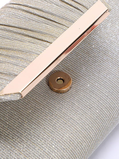 Simple Pleated Sequined Evening Bag
