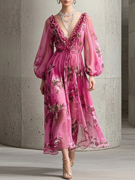 Elegant Chiffon Printed Elegant Ladies Dress