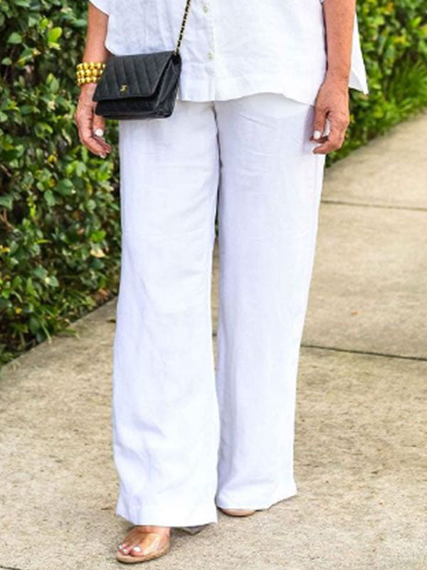 Lapel Cotton Linen Shirt Women's Suits