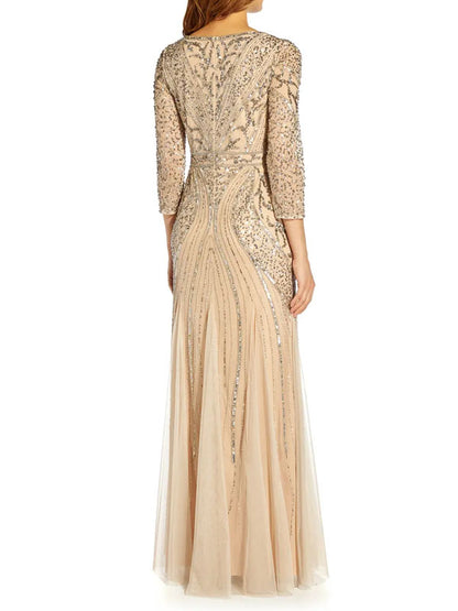 Mid-sleeve high-end lace elegant wedding ladies dress