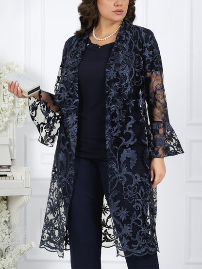 Solid Color Top And Trousers Three-piece Suit