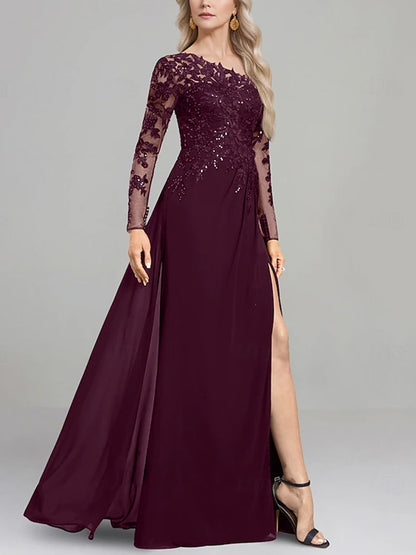 Off-Shoulder Lace Solid Color Maxi Dress