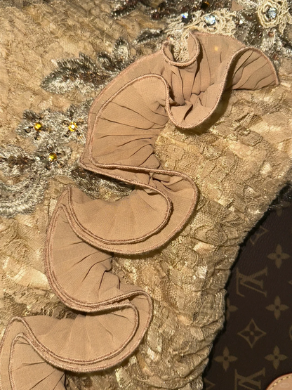 Champagne lace applique beading short homecoming dress prom dress evening dress gh4389