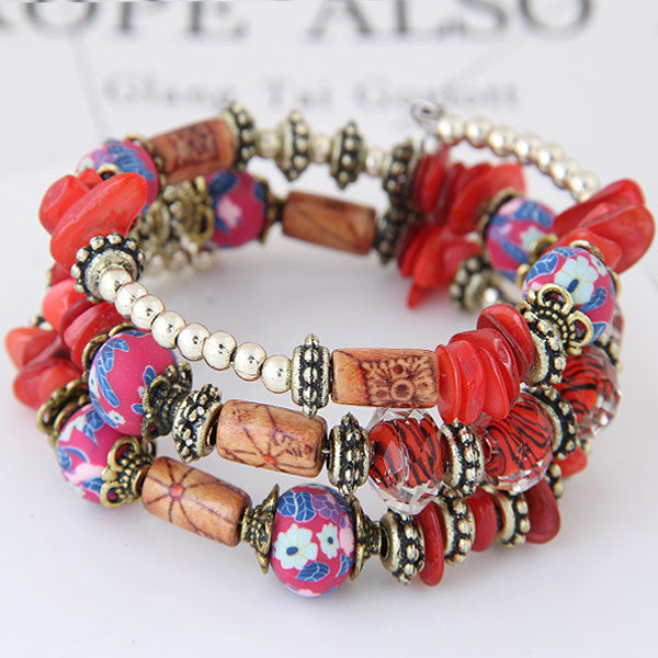 Multi-layer colorful stone shell bracelet