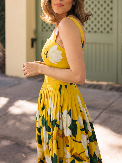 Temperament Square Neck Elegant Holiday Ladies Print Dress