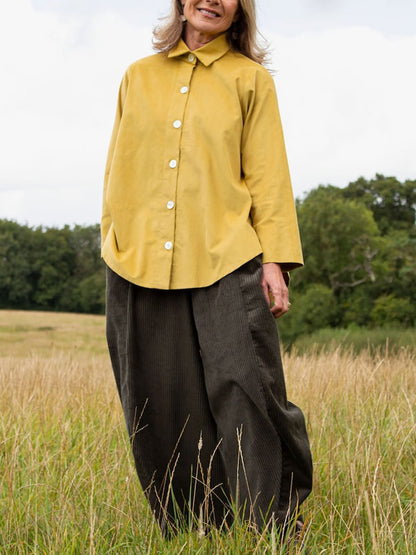 Comfortable Solid Color Cotton and Linen Women's Shirt