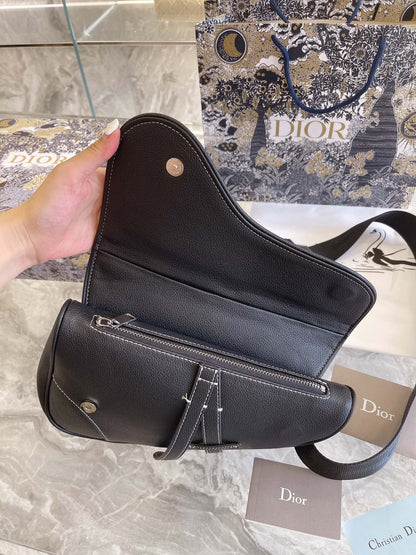 Dior Saddle Bag Black Grained Calfskin
