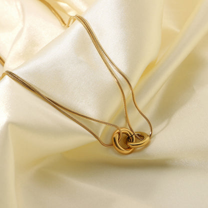 Twisted Layered Round Couple Necklace