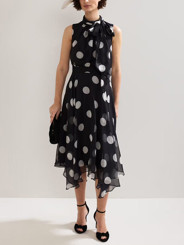 Elegant Chiffon Polka Dot Women's Dress