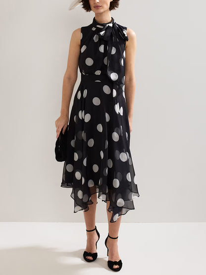 Elegant Chiffon Polka Dot Women's Dress