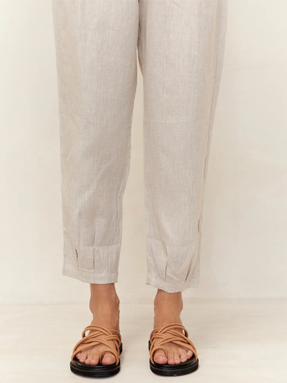 Solid Color Cotton And Linen Ninth Pants