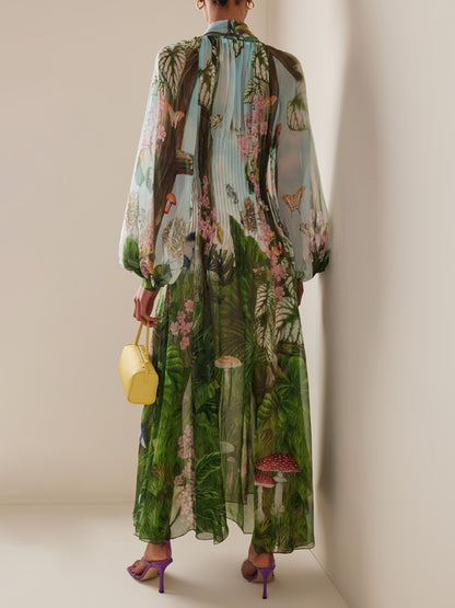 Resort Chiffon Floral Silk Robe Women's Dress
