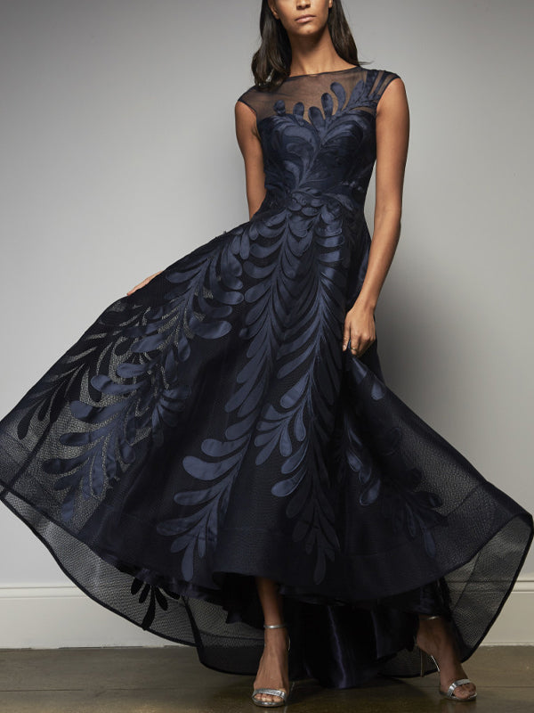 Round Neck Sleeveless Mesh Midi Dress
