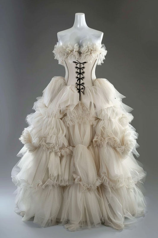 Unique A Line Sweetheart Neck Appliques Ivory Tulle Prom Dress Graduation Prom Dress SH2478