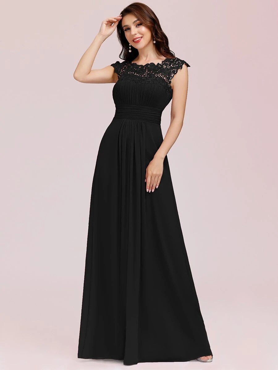 loveedsTM - Elegant Evening Dresses O-Neck Sleeveless A-LINE Lace Floor-Length Gown 2024 Ever pretty of Burgundy Simple Prom Dress Women