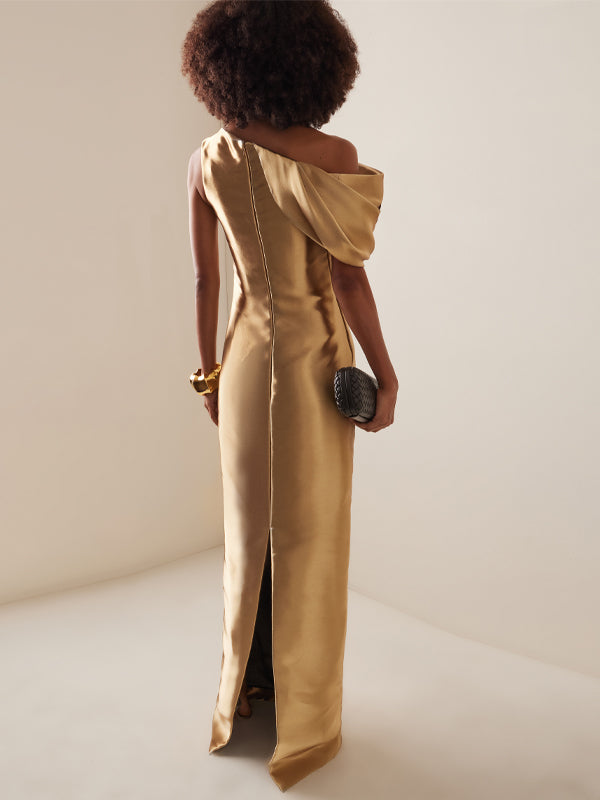 Off-shoulder Print Maxi Dress