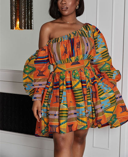 loveedsTM - African Dresses Women Sexy Shoulder Off Mini Dress Dashiki Tribal Print Africa Dress Women African Clothes Robe Africaine Femme