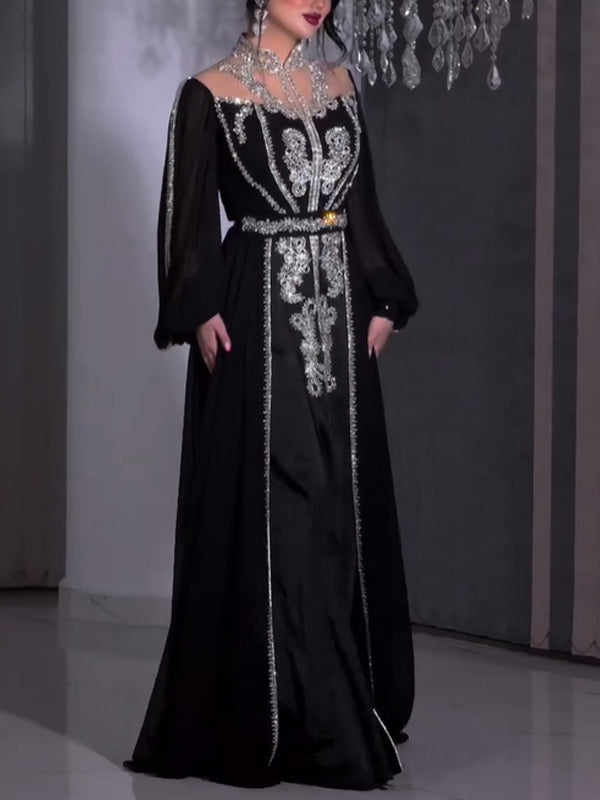 Sequined Elegant Chiffon Women's Dress