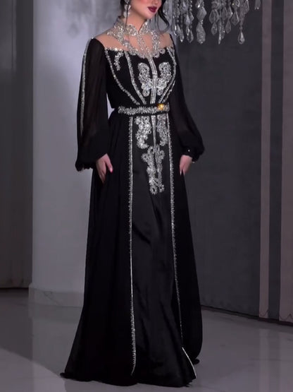 Sequined Elegant Chiffon Women's Dress