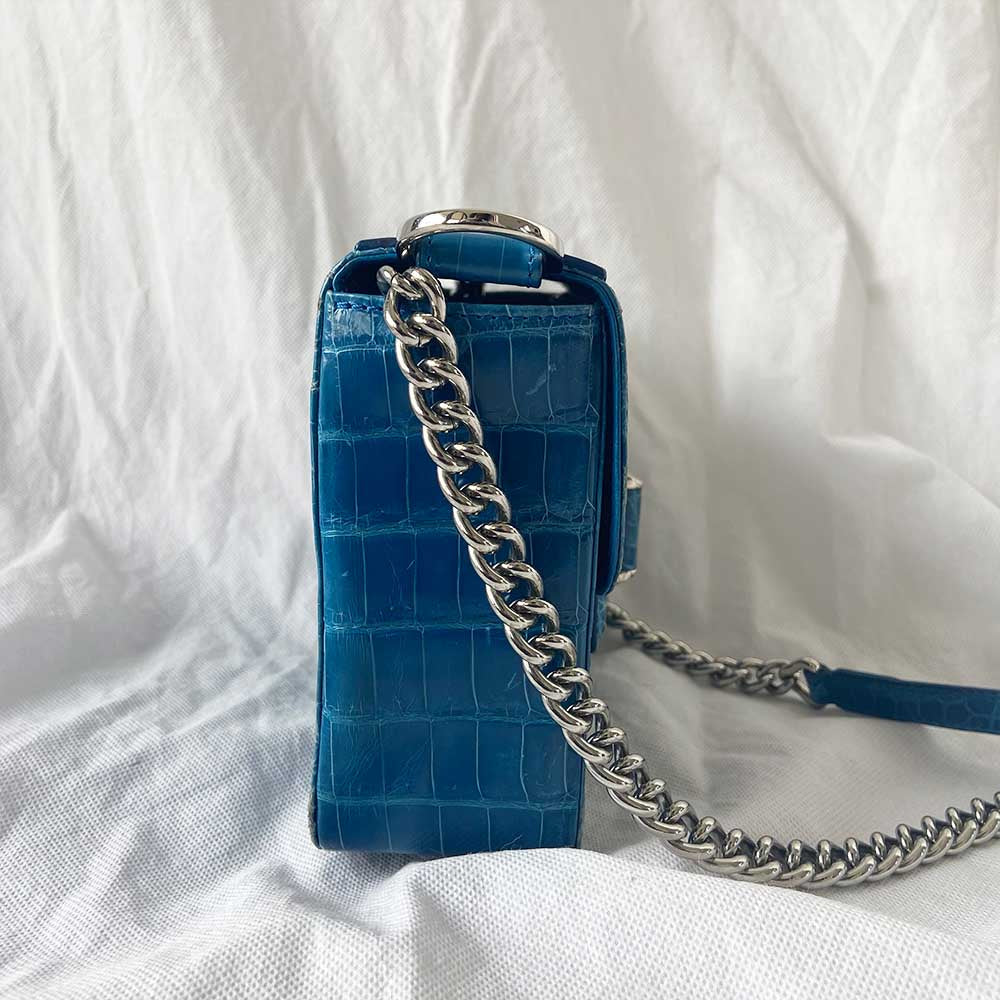 Kwanpen Crocodile Blue Box Bag
