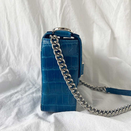 Kwanpen Crocodile Blue Box Bag