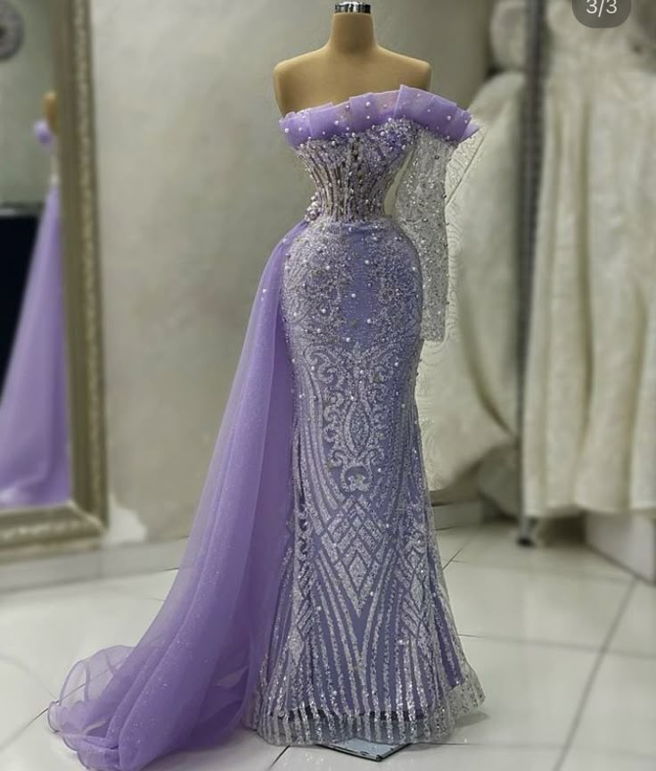 Purple Luxury Gorgeous Fashion Exquisite Beaded Long Tulle Ball Gown Evening Dress gh3401