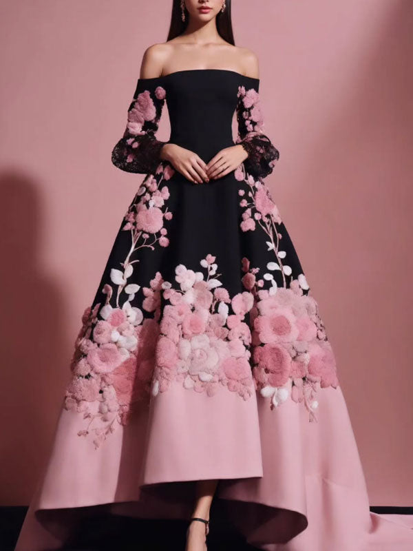 Elegant Satin Off-shoulder Evening Dress