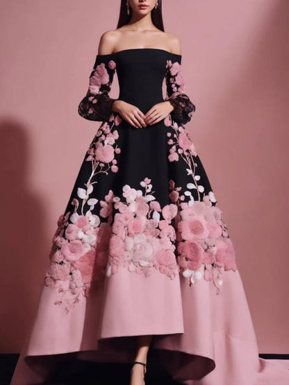 Elegant Satin Off-shoulder Evening Dress