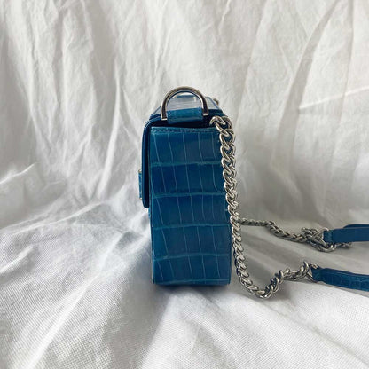 Kwanpen Crocodile Blue Box Bag