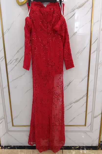 loveedsTM-New style tube top herringbone sequin embroidered dress-vx