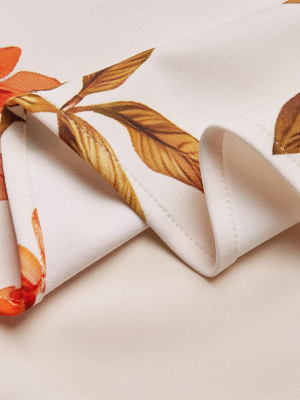 V-neck Sleeveless Printed Midi Dress