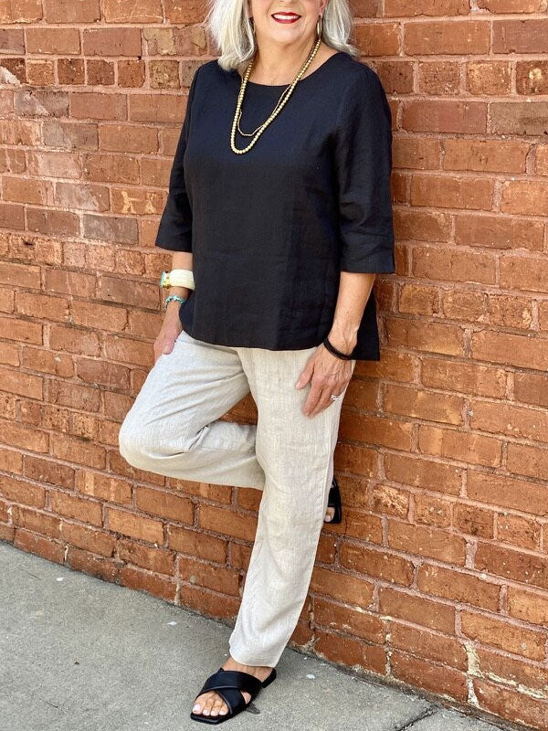 Pullover Cotton and Linen Elegant Ladies Shirt