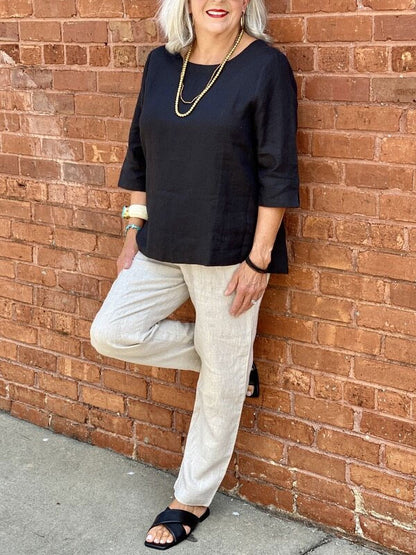 Pullover Cotton and Linen Elegant Ladies Shirt