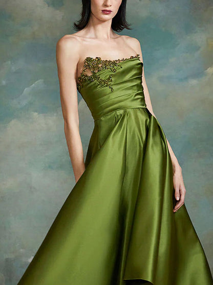 Floral Crystal Embroidered Corset Women's Gown