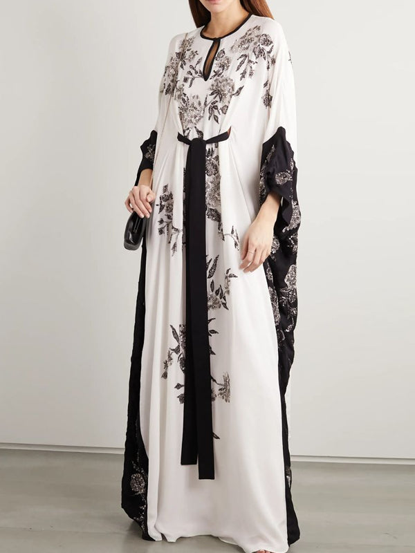 Retro Embroidery Flowing Women's Kaftan Dress