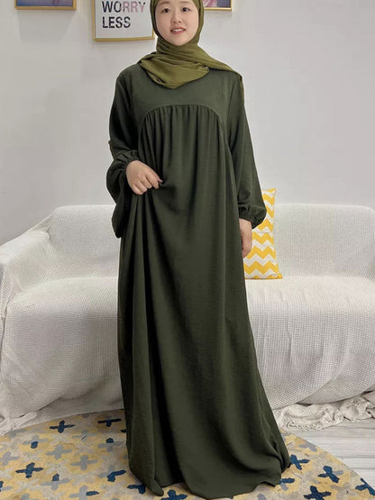 loveedsTM- Plain Abaya Muslim Long Dress for Women Ramadan Eid Balloon Sleeve Islamic Jilbab African Dresses Dubai Turkish Modesty  Kaftan