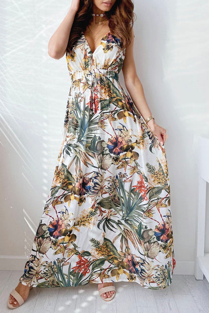 loveedsTM-Fashion Sweet Print V Neck A Line Dresses