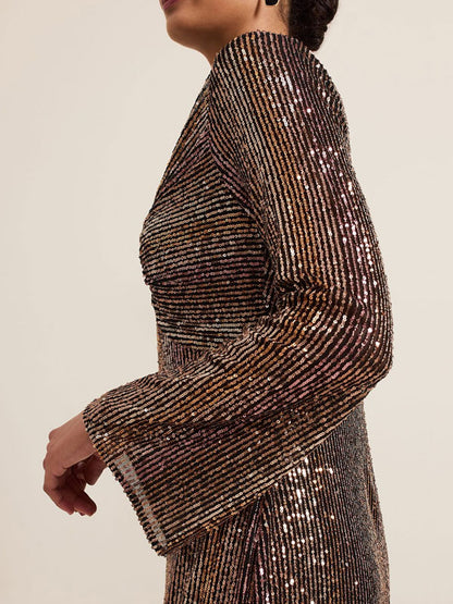 Sequin Long Sleeved Maxi Dress