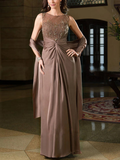 Round Neck Sleeveless Lace Solid Color Maxi Dress