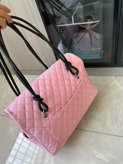 Chanel  Calfskin Quilted Large Cambon Flap Pink Black