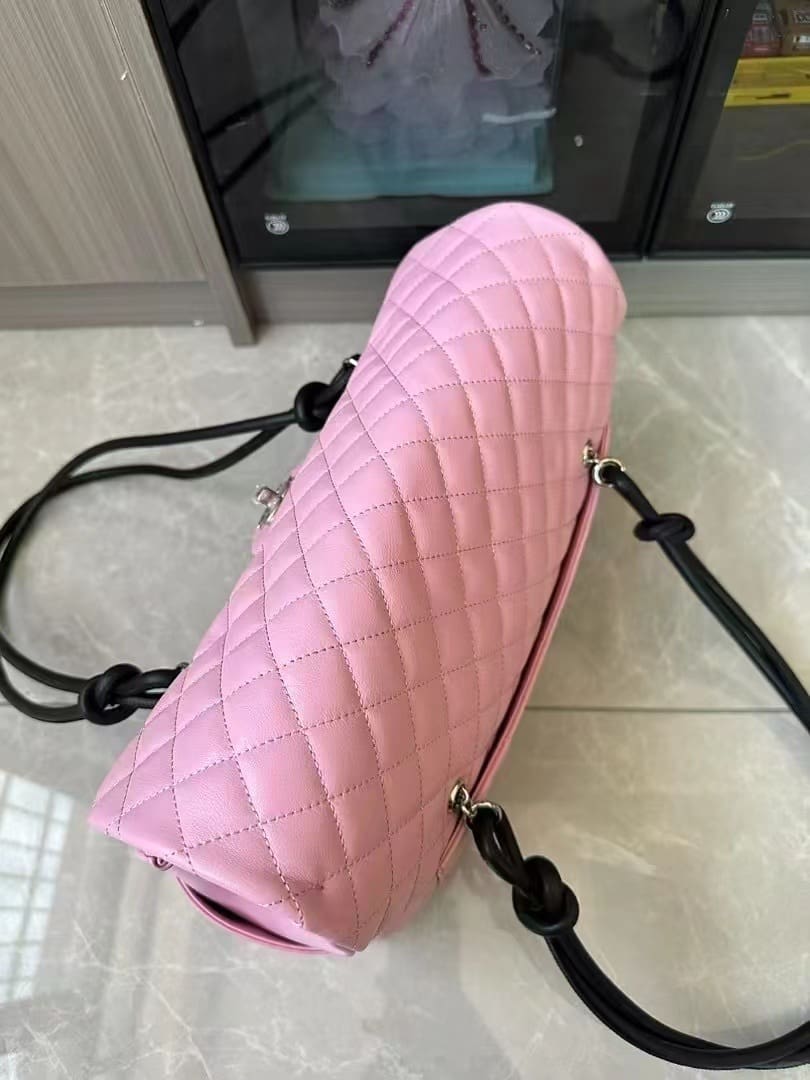 Chanel  Calfskin Quilted Large Cambon Flap Pink Black