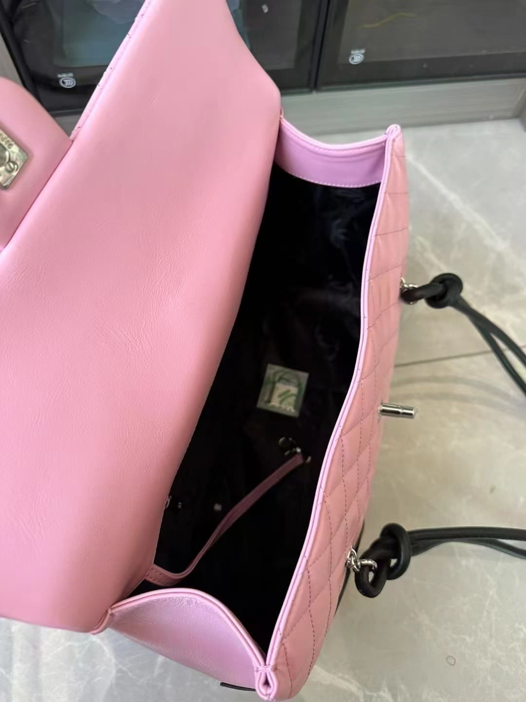 Chanel  Calfskin Quilted Large Cambon Flap Pink Black
