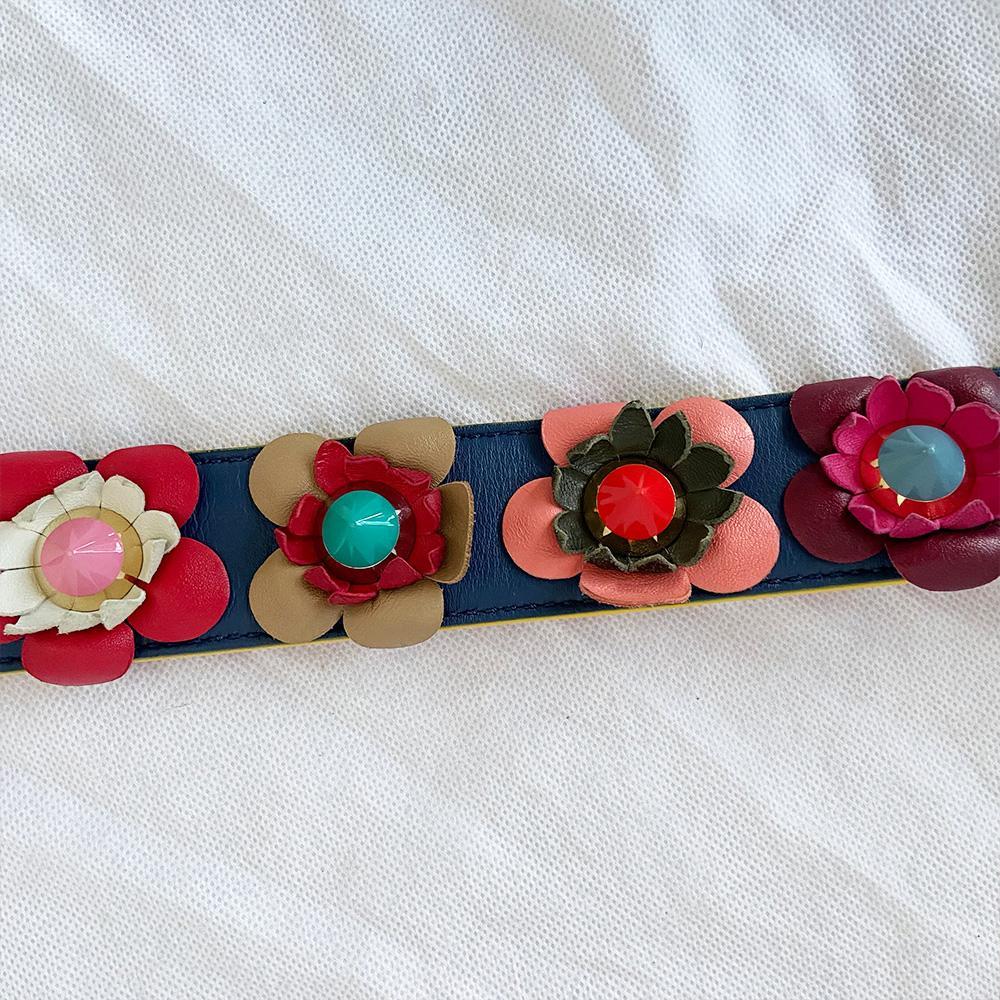 Fendi Multicolor Leather Floral applique bag strap