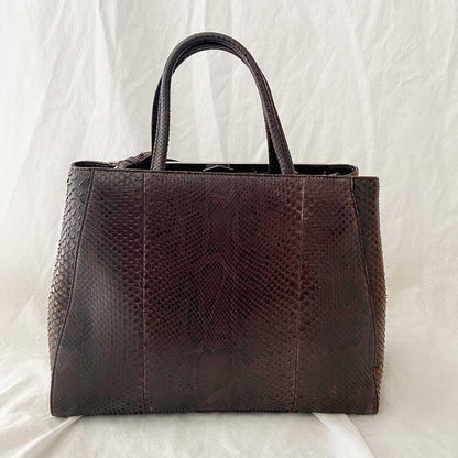Fendi Python Medium 2Jours Tote Dark Brown