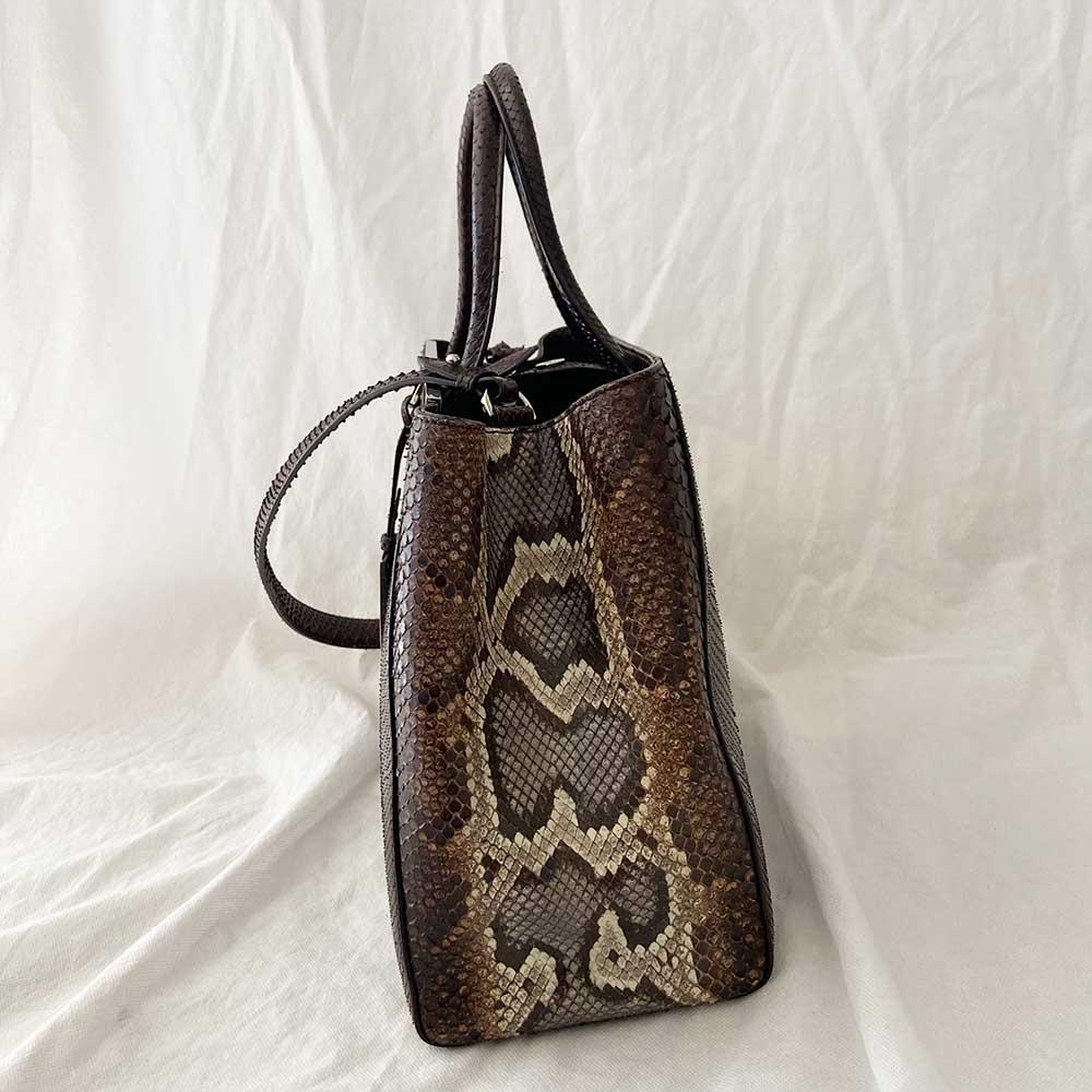 Fendi Python Medium 2Jours Tote Dark Brown