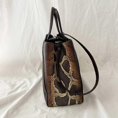 Fendi Python Medium 2Jours Tote Dark Brown