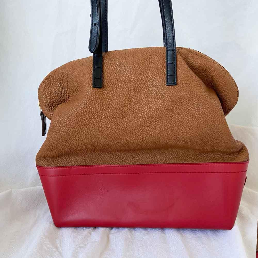Fendi red and tan bicolor shoulder bag