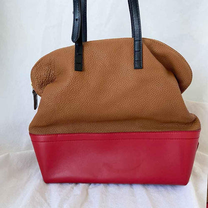 Fendi red and tan bicolor shoulder bag