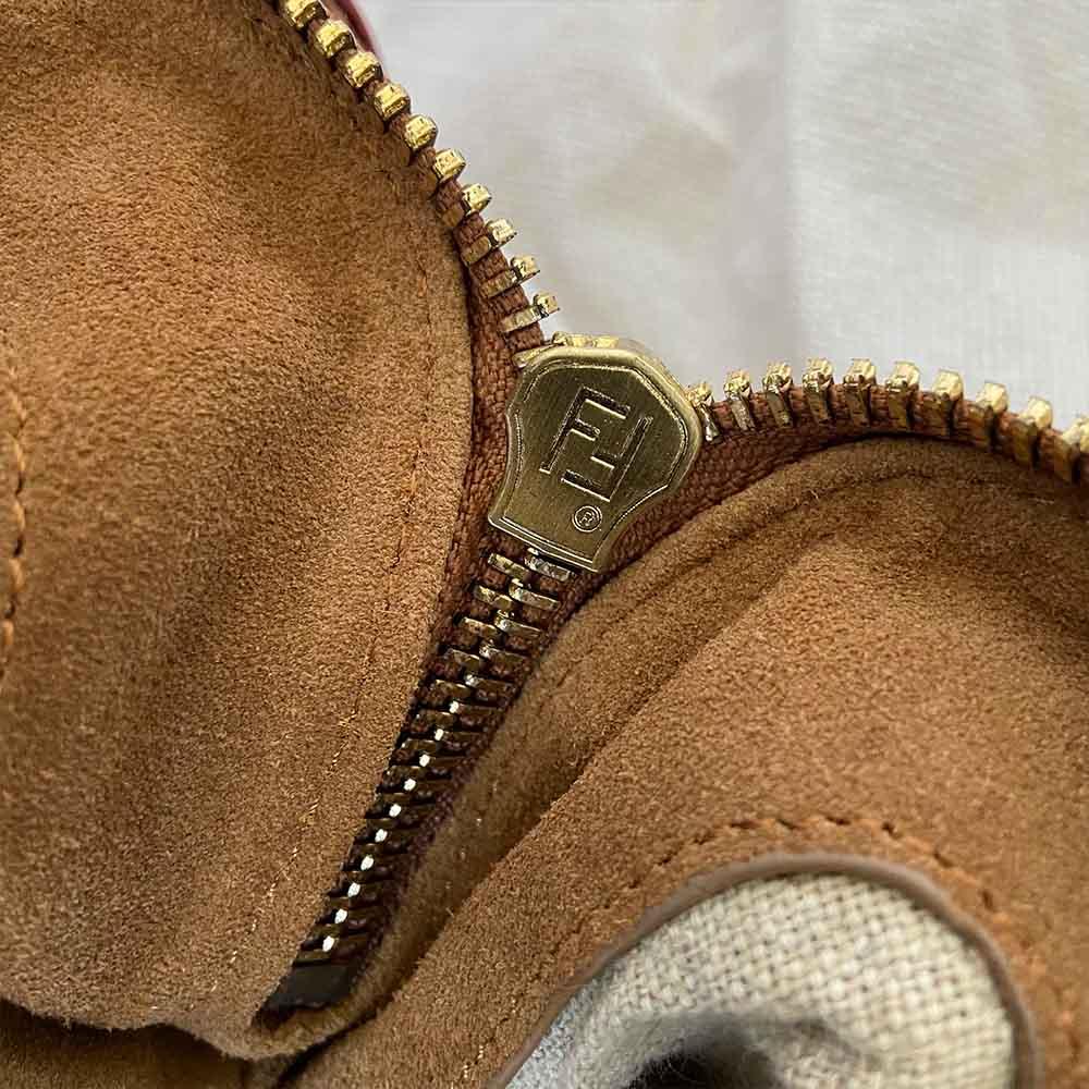 Fendi red and tan bicolor shoulder bag